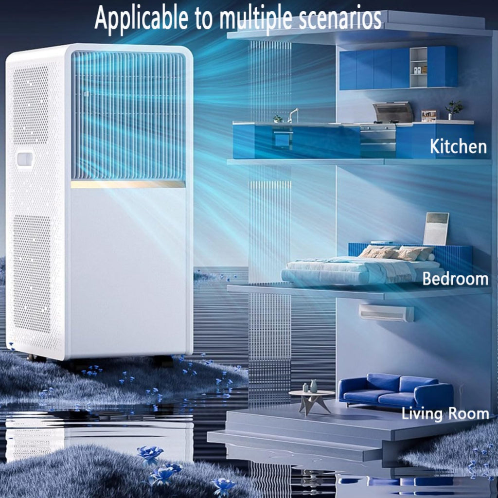  Climatiseur Portable, Unité De Climatisation Intelligente Avec Déshumidificateur Cool Et Modes De Ventilateur, Télécommande, Minuterie 24H, Kit De Fenêtre, Pas De Mur Requis Pour Le Bureau De La Chamb