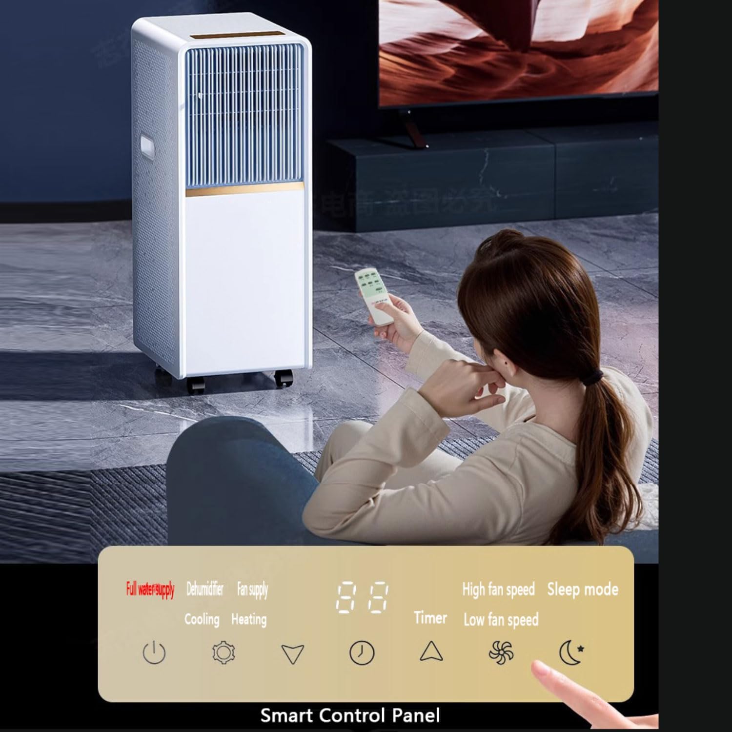  Climatiseur Portable, Unité De Climatisation Intelligente Avec Déshumidificateur Cool Et Modes De Ventilateur, Télécommande, Minuterie 24H, Kit De Fenêtre, Pas De Mur Requis Pour Le Bureau De La Chamb