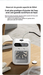  Climatiseur Portable, Ventilateur Refroidisseur D'air Silencieux Portable, Refroidisseur D'air 500 Ml, Ventilateur De Refroidissement De Bureau 3 En 1 Pour Chambre, Bureau, Dortoir étudiant