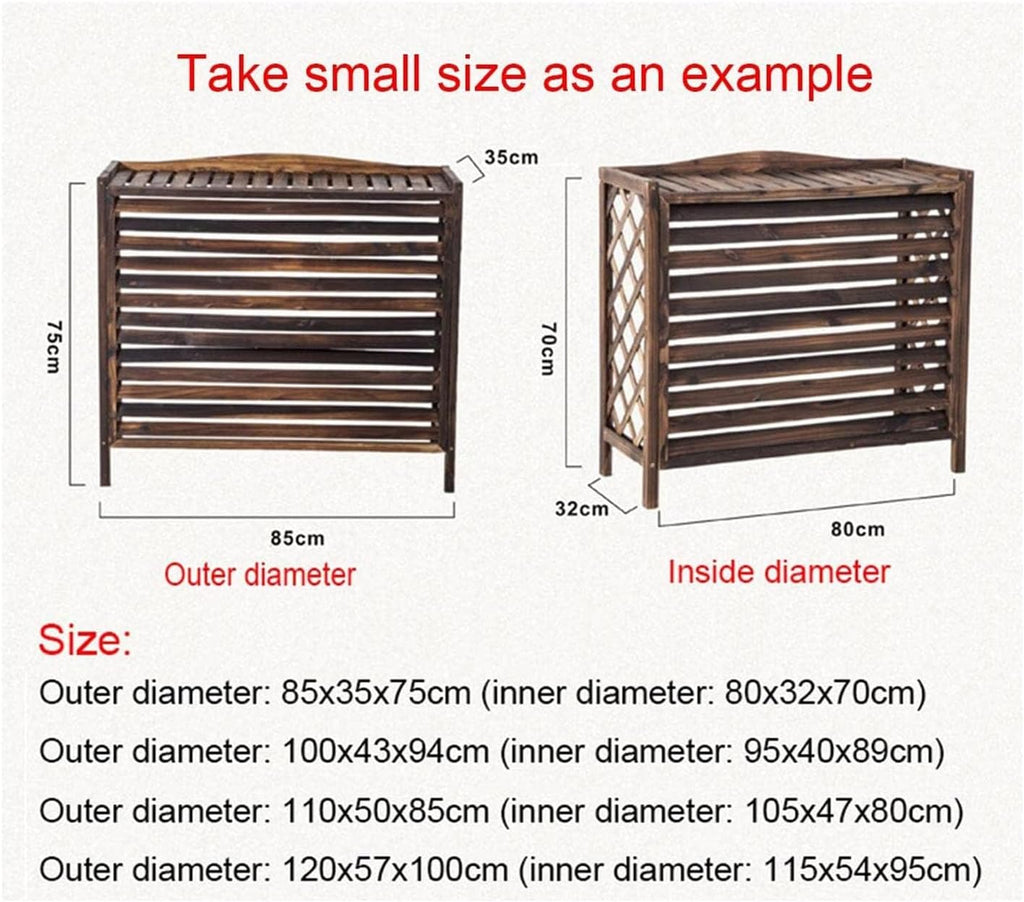 GENERIC Housse De Climatiseur En Bois Avec Volets Extérieurs - Cadre élégant - Panier Caché - Installation Facile Pour La Maison Et Le Jardin