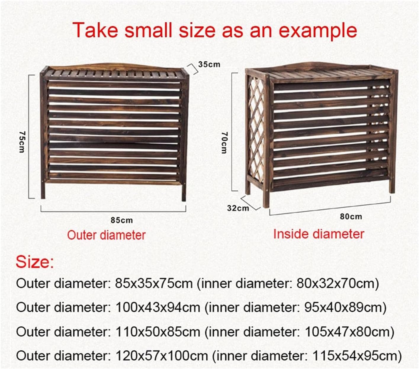 GENERIC Housse De Climatiseur En Bois Avec Volets Extérieurs - Cadre élégant - Panier Caché - Installation Facile Pour La Maison Et Le Jardin