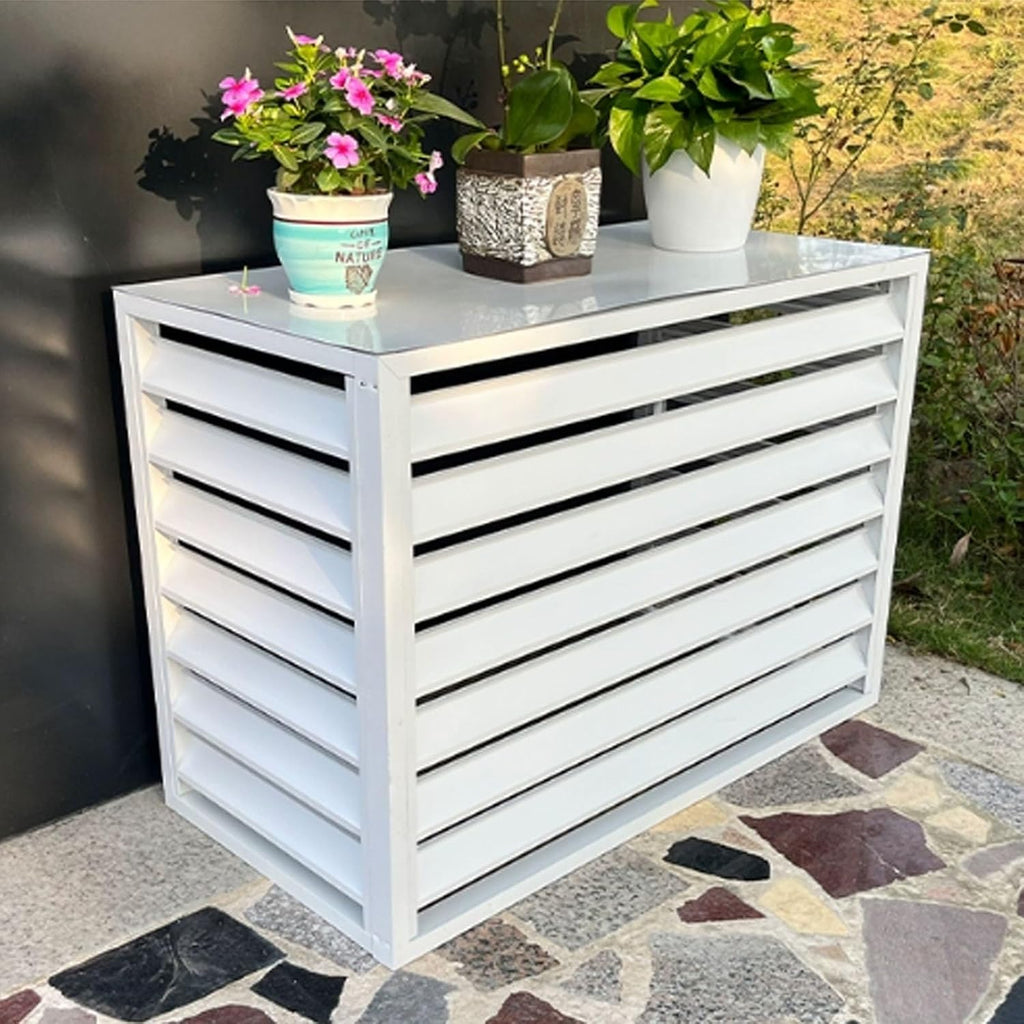 GENERIC Housse De Protection En Aluminium Pour Climatiseur Extérieur - Protection Contre Le Bruit - Résistant Aux Intempéries - Design Plat Pour Toutes Les Saisons