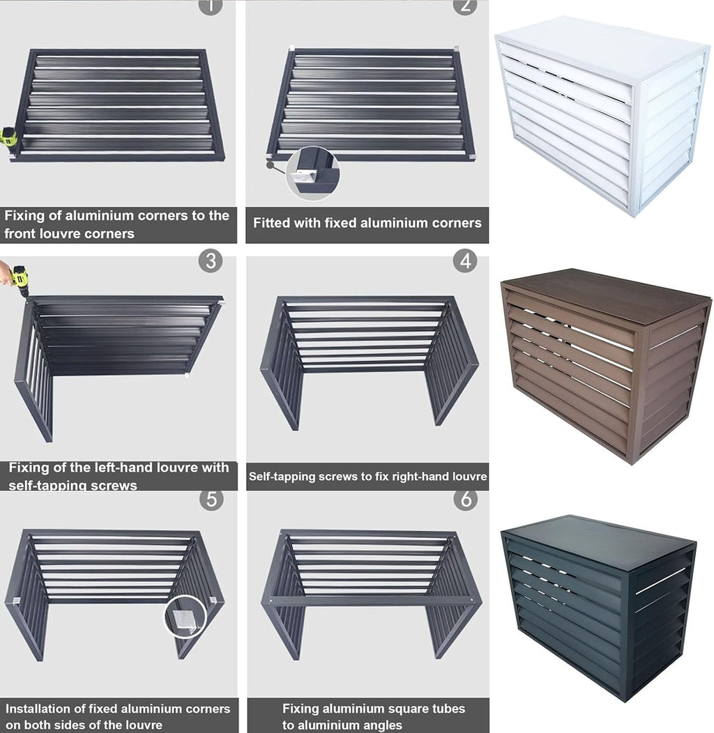 GENERIC Housse De Climatiseur D'extérieur En Aluminium – Mini Unité De Climatisation Divisée – Protection Résistante Aux Intempéries Et Réduction Du Bruit – Support Polyvalent Pour Plantes Grises Pour Unités