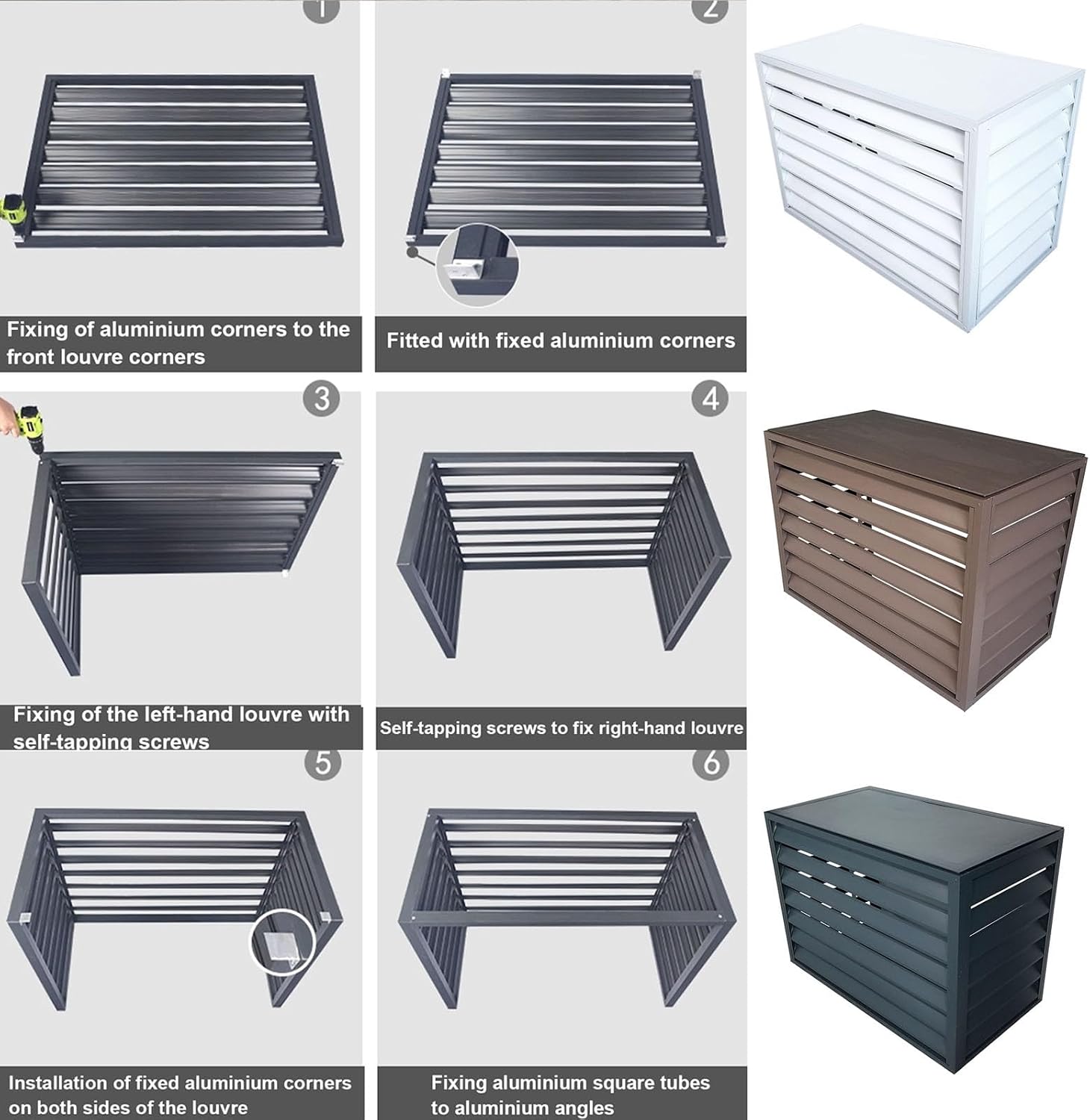 GENERIC Housse De Climatiseur D'extérieur En Aluminium – Mini Unité De Climatisation Divisée – Protection Résistante Aux Intempéries Et Réduction Du Bruit – Support Polyvalent Pour Plantes Grises Pour Unités