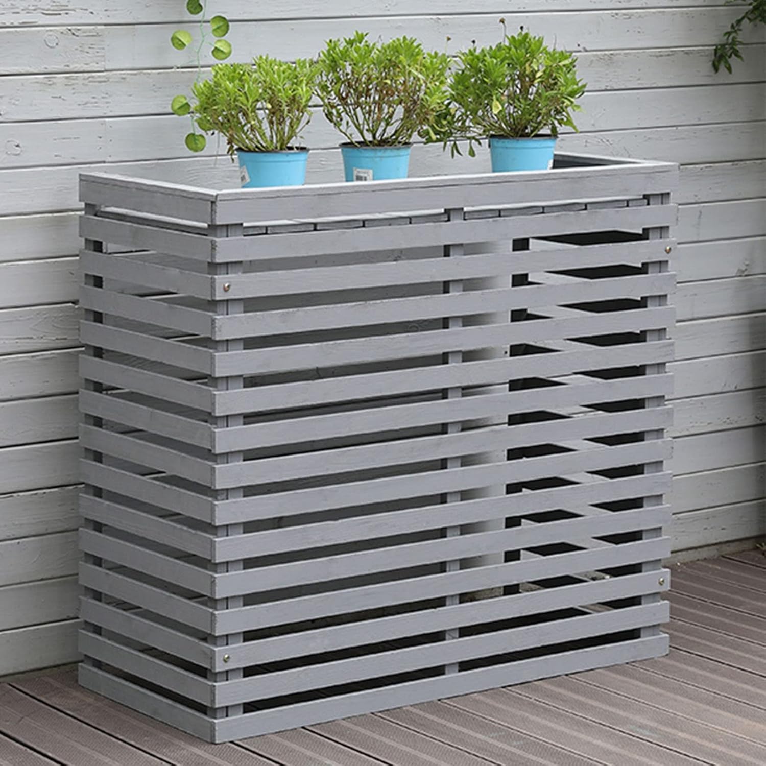  Housse De Protection Extérieure En Bois Pour Climatiseurs Et Pompes à Chaleur, Clôture élégante Pour Cacher Le Climatiseur Et Design Résistant Aux Intempéries