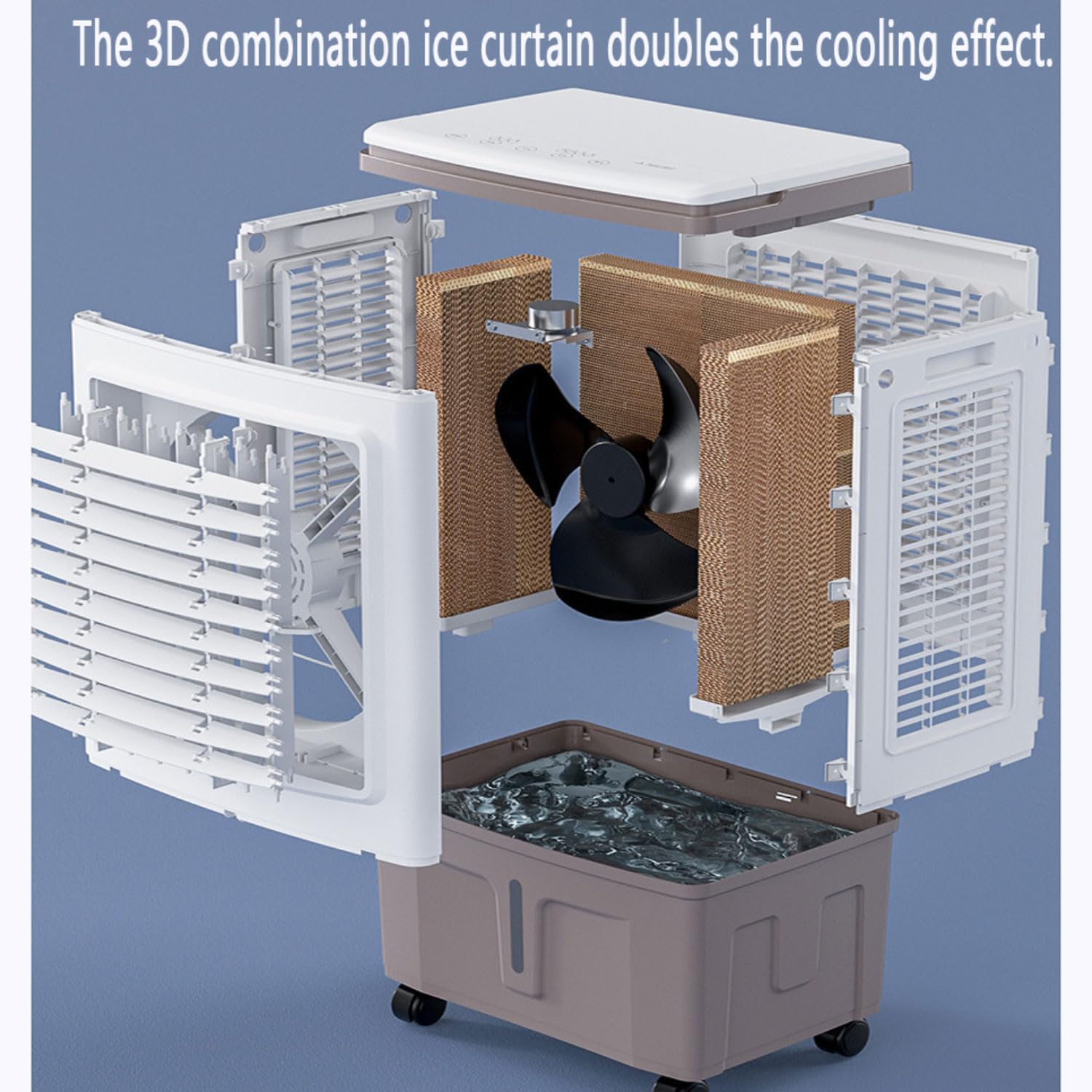  Climatiseur Mobile Silencieux 30L Refroidisseur D'air Sans Évacuation Ventilateur Refroidisseur D'air Avec 2 Coussin D'eau 3 Vitesses 3 Modes Oscillation 120°pour Chambre Bureau Maison