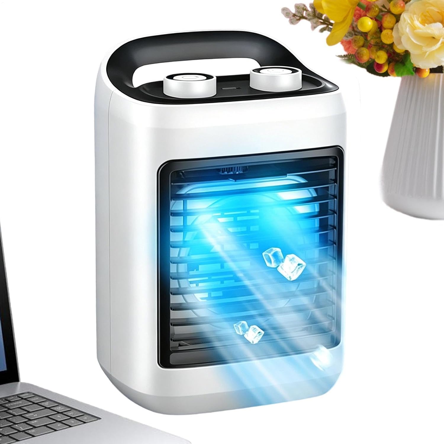  Refroidisseur D'Air Mini Portable | Ventilateur Climatiseur USB Bureau | 3 Vitesses Silencieux | Alimenté Par USB | 3 Vitesses & Fonctionnement Silencieux | Pour Chambre & Bureau