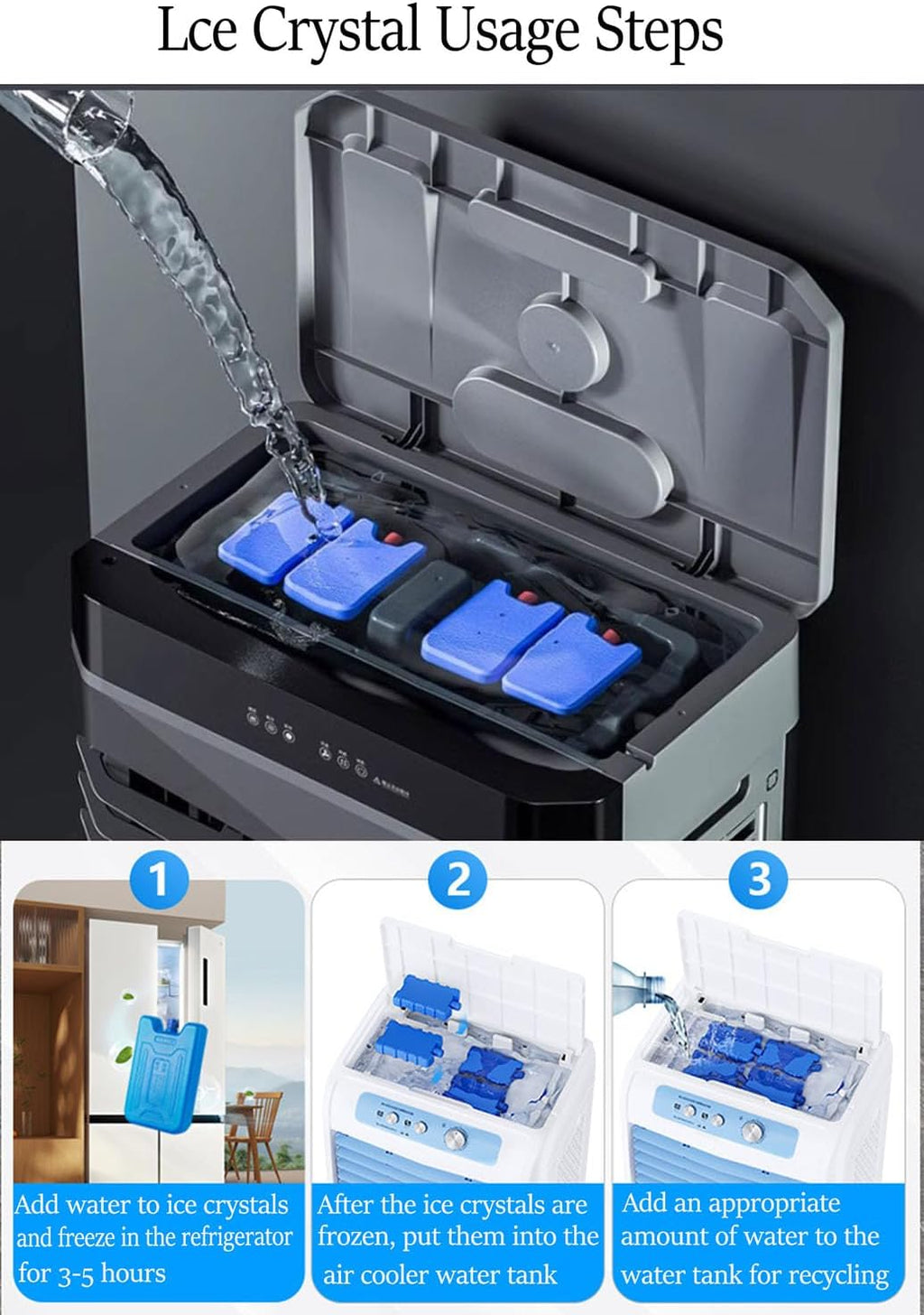 GENERIC Refroidisseur D'air évaporatif Portable, Ventilateur De Bureau à 3 Vitesses Avec Humidificateur, Machine à Brium Oscillant 120 Pour Le Climat Sec, Grand Réservoir D'eau Pour La Chambre De Bureau à Dom
