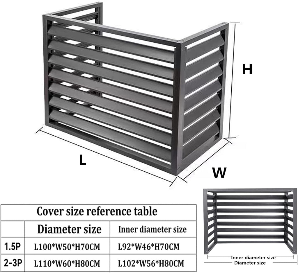  Housse Pour Climatiseur Extérieur – Clôture En Aluminium Robuste Avec étagère à Persiennes Pour Balcon, Jardin – Protection De L'intimité – Blanc (3 Côtés, 110 X 80 X 60 Cm)