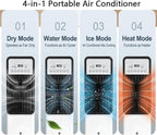 GENERIC Climatiseur Portable 12000 Btu, Refroidisseur évaporatif Et Chauffage Avec Télécommande – Classe énergétique A Pour Refroidissement Et Chauffage Mobile, Pour Chambre, Bureau, Camping-car, Cold Alone