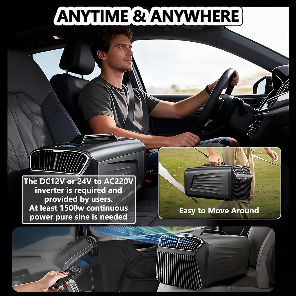  Climatiseur De Camping Portable Avec Humidificateur, Écran Tactile, Unité De Climatisation De 5200 Btu Pour Tente, Refroidissement Rapide Pour Camping-Cars, Fourgons Aménagés Et SUV Grey