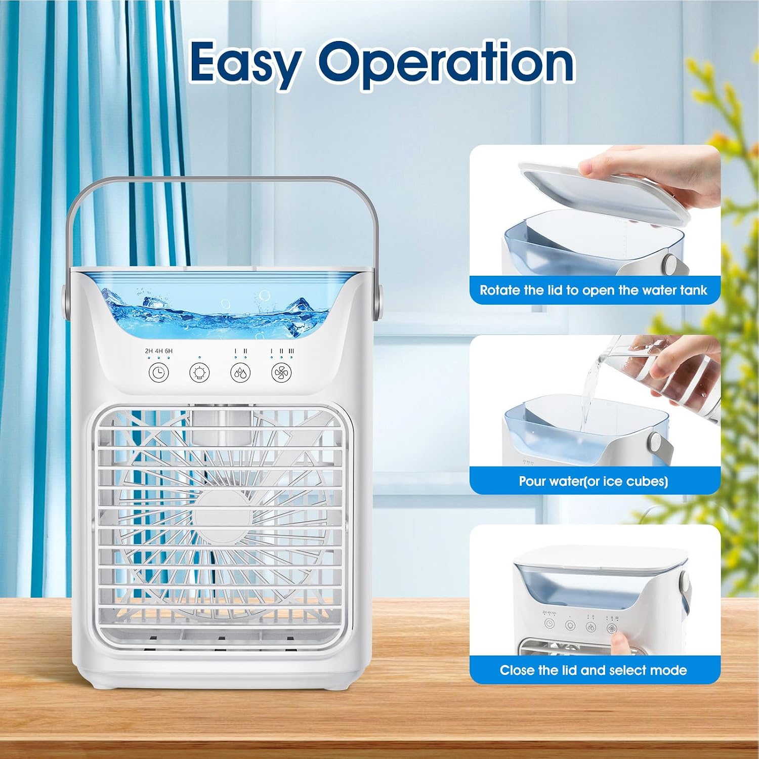  Mini Climatiseur Portable 700 Ml Réservoir, Refroidisseur à Air USB Avec 3 Vitesses De Vent, Poignée