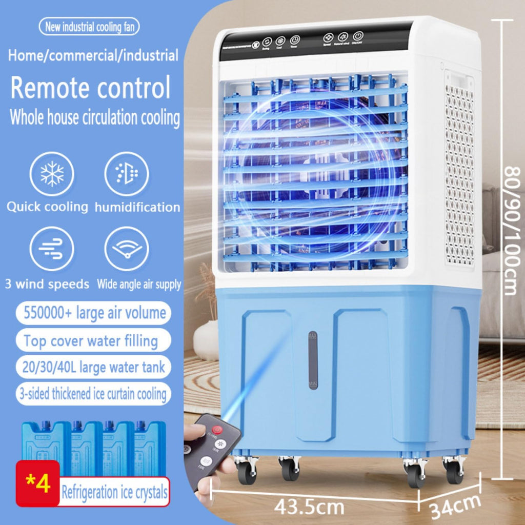 GENERIC Refroidisseur D'air évaporatif 3 En 1, Ventilateur Portable De Réservoir De 40L Avec écran LED, 3 Vitesses, Oscillation à 120 °, Fonctionnement Silencieux Pour Le Bureau à Domicile, Solution De Refroi