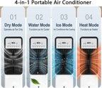 GENERIC Réservoir De Refroidisseur D'évaporation Portable 3L, Télécommande, Oscillation De 120°, 4 Modes, Minuterie, Silencieux Pour Le Bureau Et La Maison