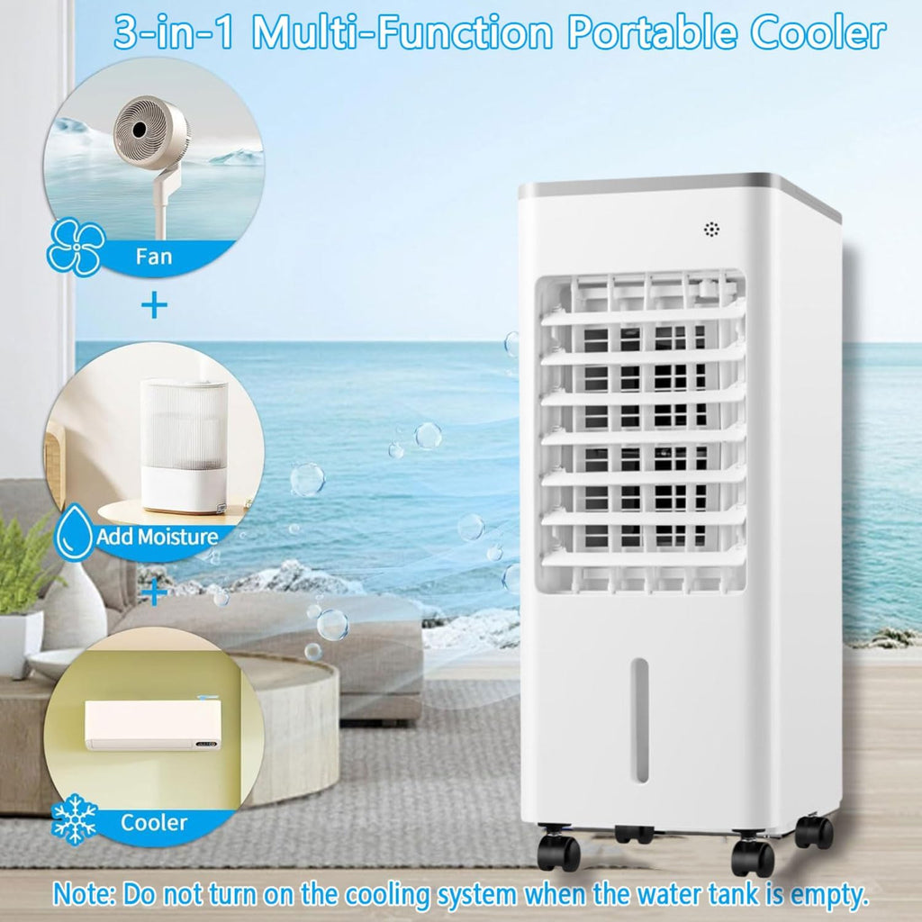 GENERIC Climatiseur Portable 9 L, écran LED, 3 Vitesses, Oscillation à 90°, Minuterie 8H, Humidificateur Pour La Maison, Le Bureau Et La Chambre à Coucher