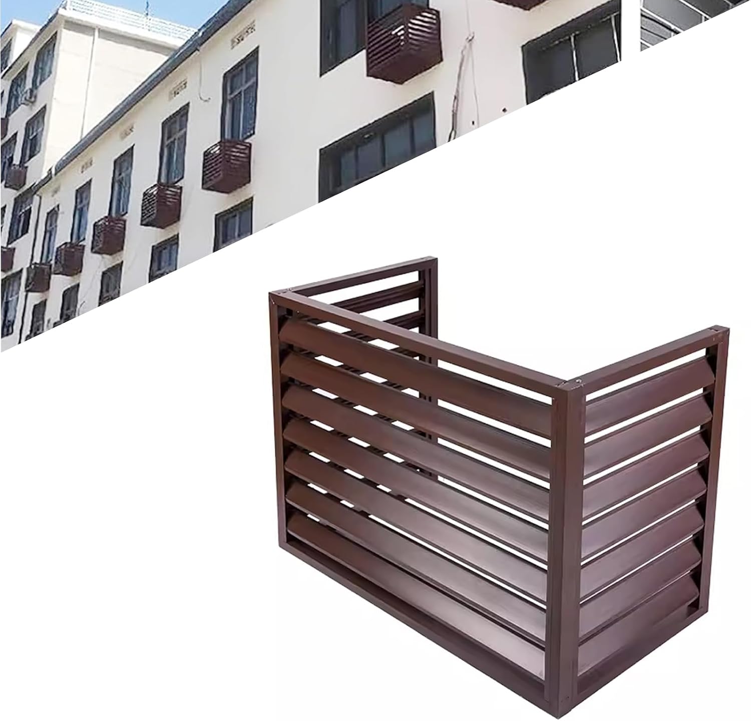  1.5P Climatiseur Mural Aluminium Composite Caisson Anti Bruit Pompe A Chaleur Support Climatiseur Exterieur Cache Clim,Étanche À La Poussière Et À L'eau Pour Intérieur Extérieur Support