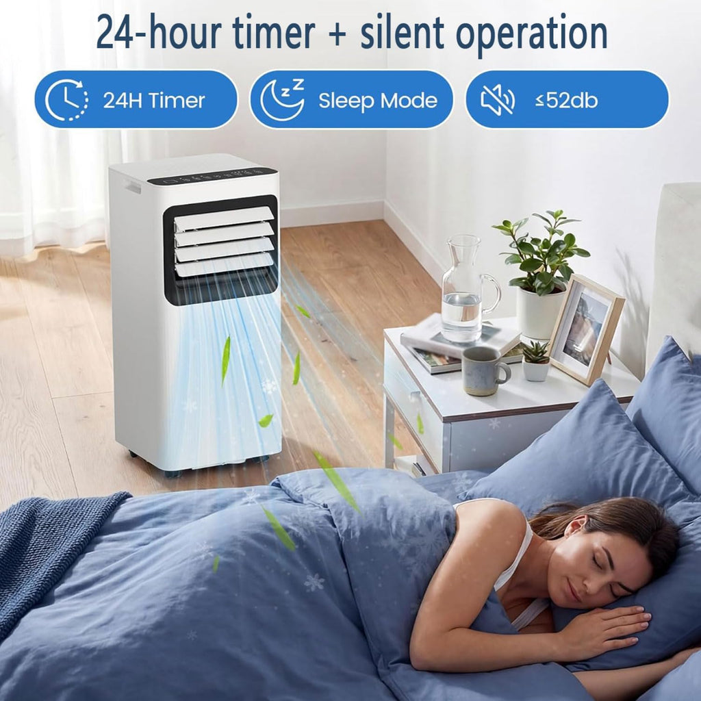  7000 BTU Climatiseurs Portables Climatiseur Portable Jusqu'à 350 Sq.Ft.Unité De Climatisation Portable Intelligente Avec Ventilateur Cool Déshumidificateur Sleep 24H Timer Remote & Installation Kit De
