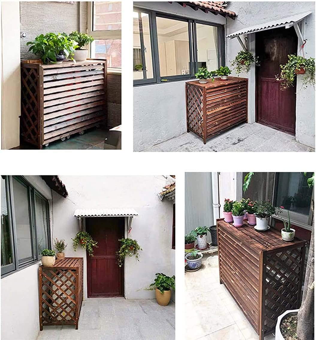  Écran De Protection Pour Climatiseur, Unité De Condensation, Housse Extérieure En Bois Pour Climatiseur, Support De Fleurs à Persiennes, Bois Massif/anticorrosion