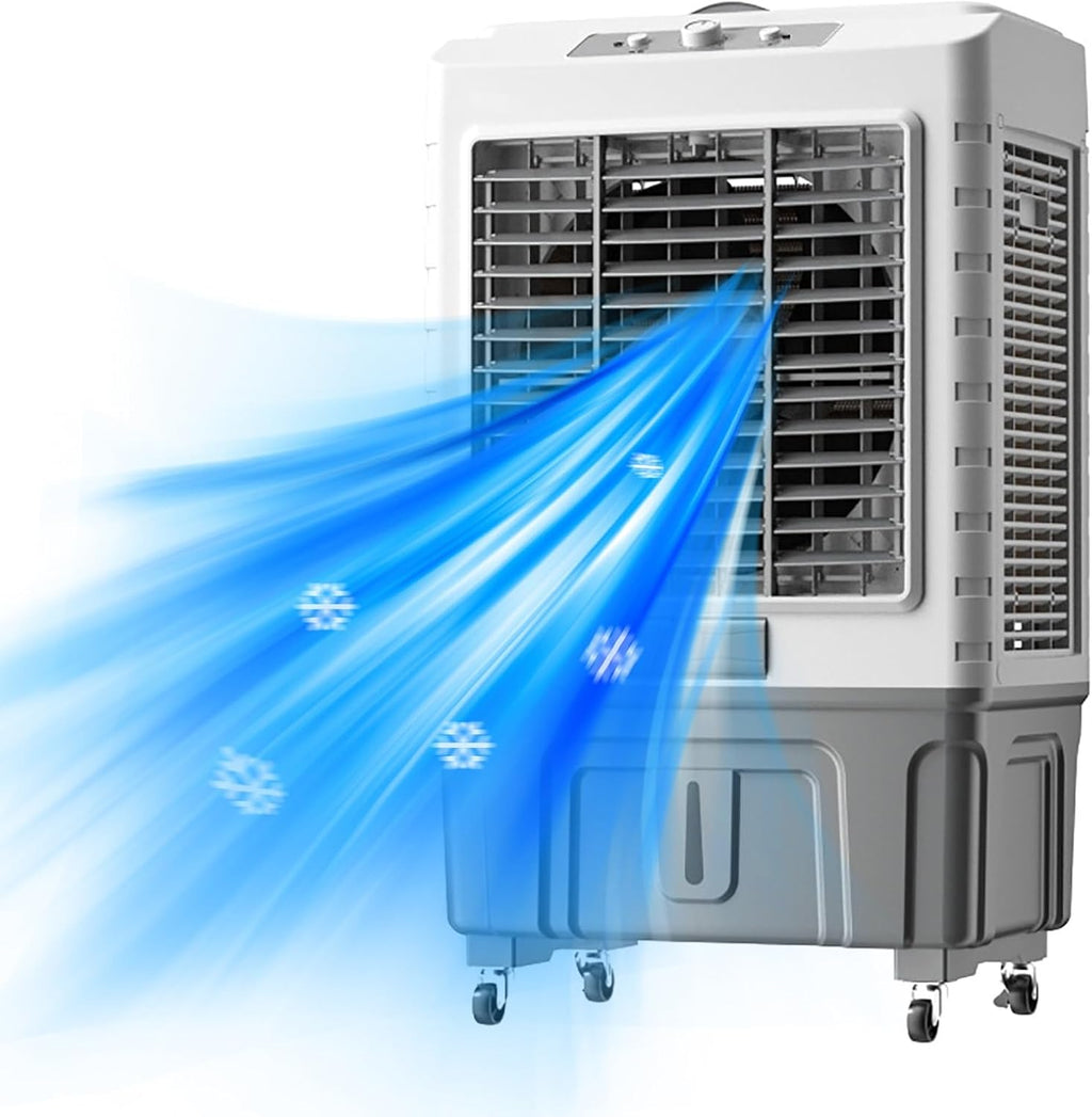 GENERIC Refroidisseur D'air évaporatif Portable, Ventilateur à 3 Vitesses Avec Oscillation à 120 °, Réservoir 55L Pour Les Bureaux à Domicile, Fonctionnement Silencieux, Mobilité Facile, Solution De Refroidis