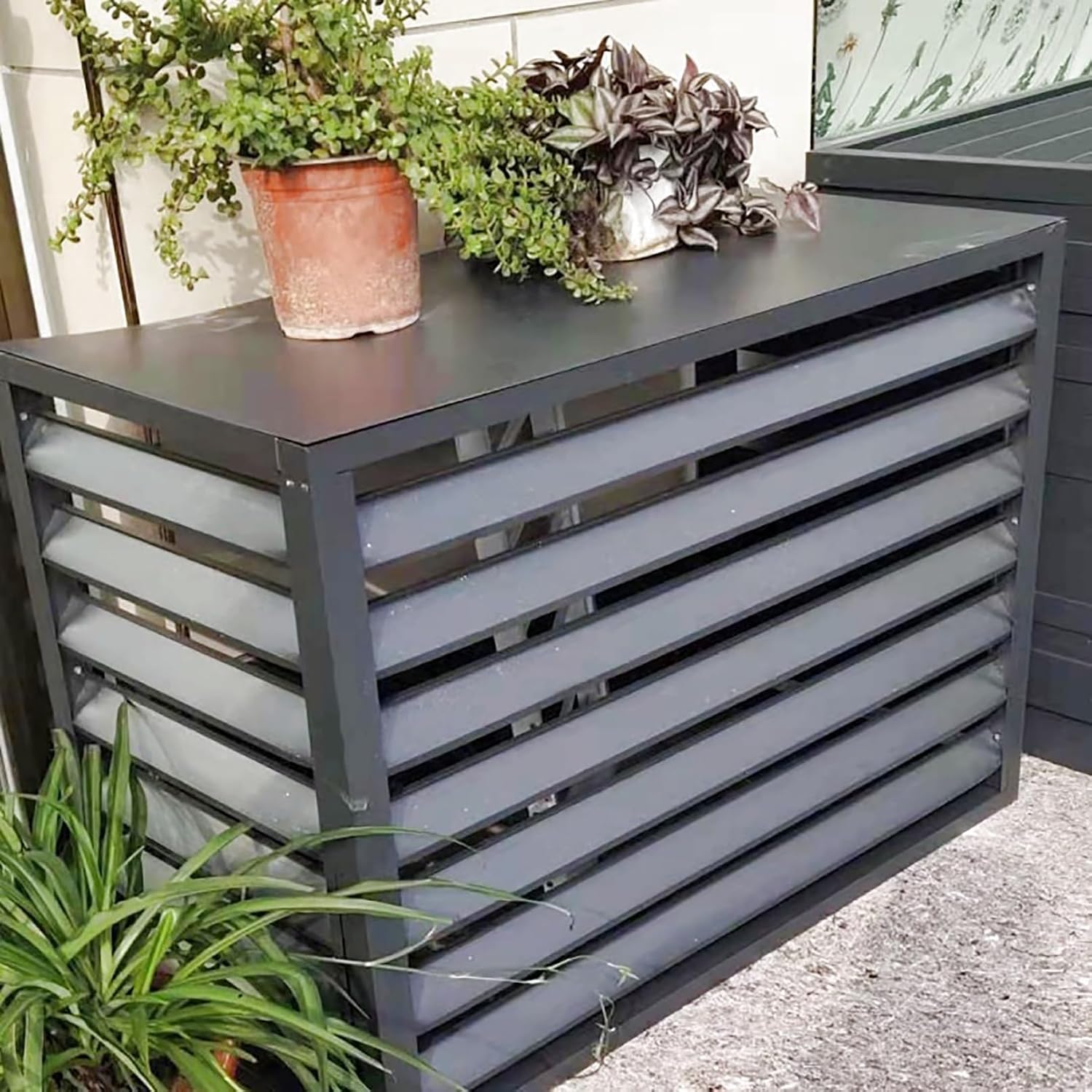 GENERIC Écran De Protection Pour Climatiseur En Aluminium - Clôture D'intimité élégante Pour Climatiseur - Protection Pour Pompe à Chaleur - Solution De Rangement Extérieure