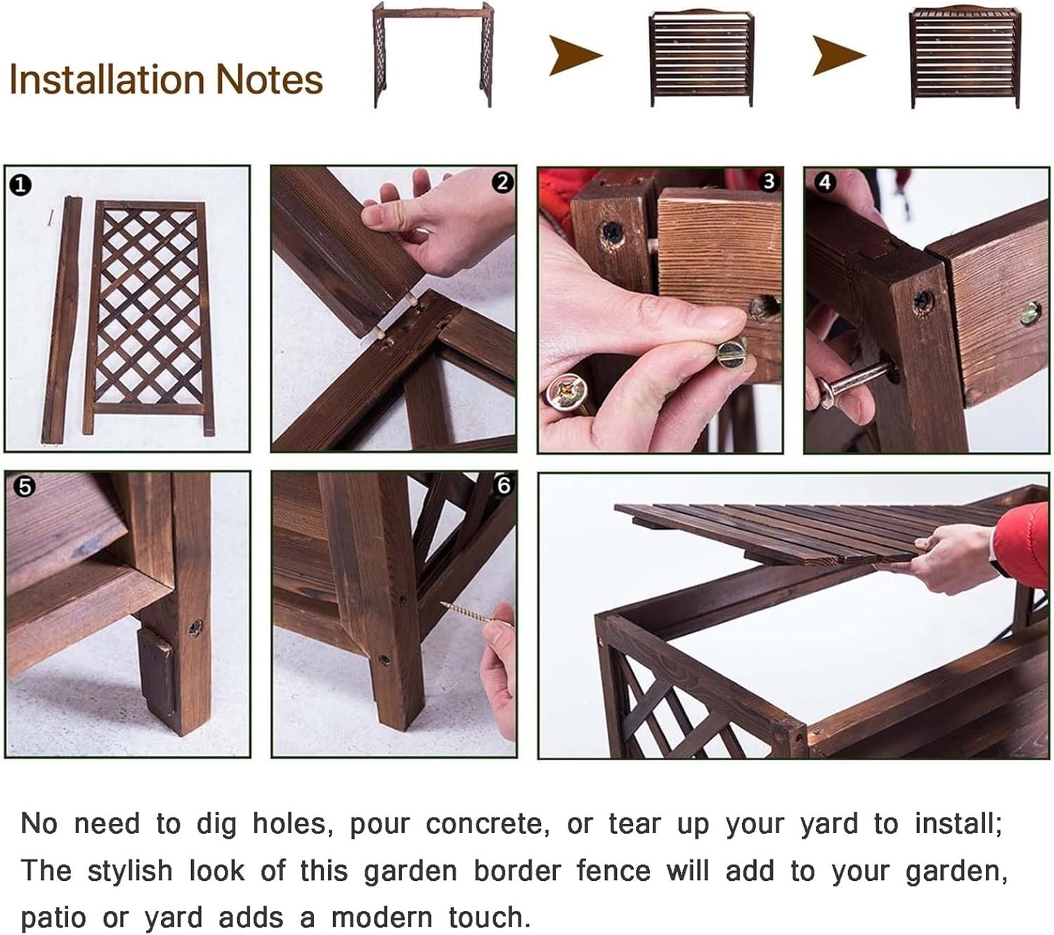 GENERIC Housse De Climatiseur Extérieur Et Boîtier De Pompe à Chaleur – Bois Massif, Poubelle, Support De Fleurs Avec Grilles De Protection Pour Cour Et Terrasse