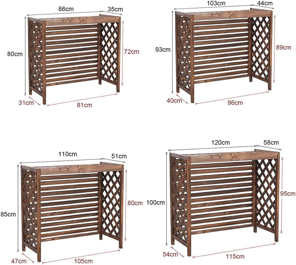  Écran De Protection Pour Climatiseur, Unité De Condensation, Housse Extérieure En Bois Pour Climatiseur, Support De Fleurs à Persiennes, Bois Massif/anticorrosion