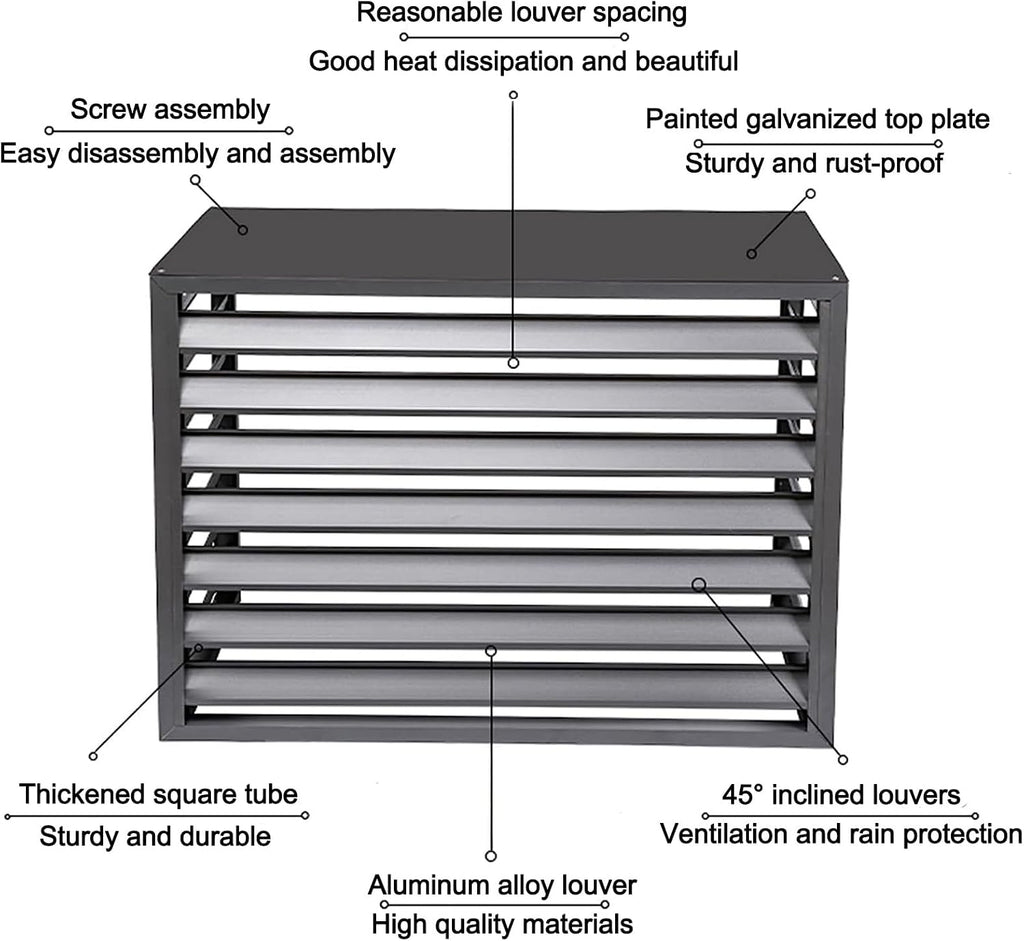  Housse De Protection En Aluminium Pour Climatiseur Et Pompe à Chaleur, Résistante Aux Intempéries, Blanc Et Gris, Taille 100 – Idéal Pour Toutes Les Saisons
