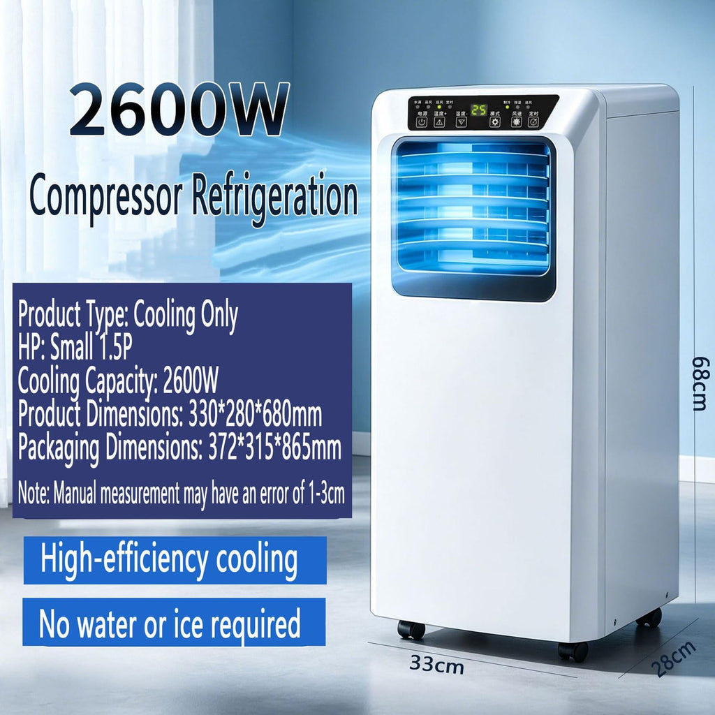  Climatiseur Portable, Unité Intelligente Intelligente AC Silencieuse Avec Déshumidificateur Cool Et Modes Ventilateur, Pour La Pièce Jusqu'à 350 Pieds Carrés, Télécommande, Minuterie 24H, Kit D'instal