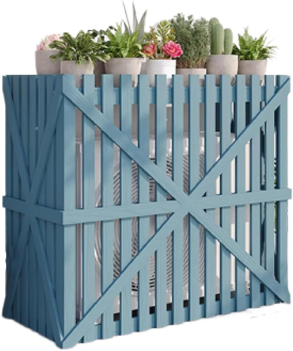  Housse En Bois Pour Climatiseur Extérieur, Protection Contre Le Vent Et Le Soleil, Facile à Installer Pour Terrasse Et Espaces Extérieurs (bleu, 120 X 60 X 105 Cm)