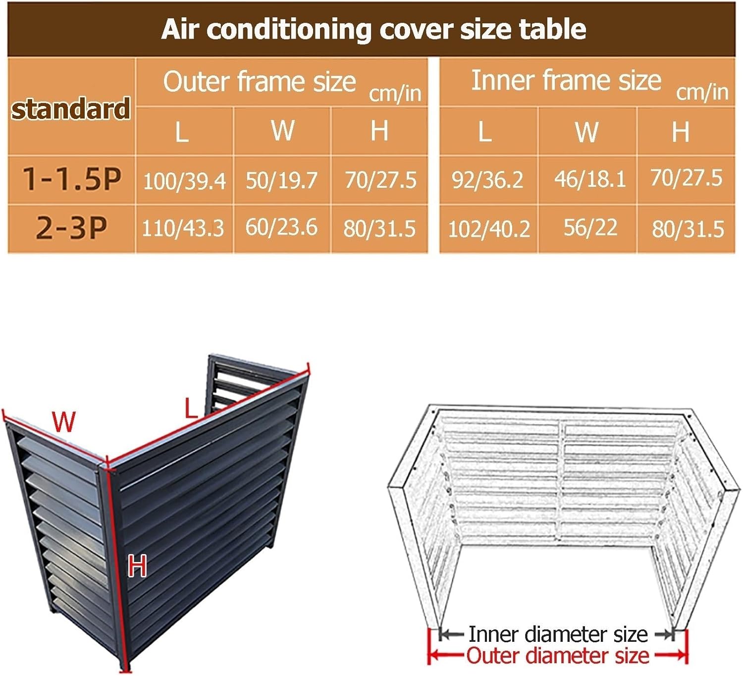 GENERIC Housse De Protection En Aluminium Pour Climatiseur – Clôture Décorative Pour Extérieur – Grille De Protection Pour Pompe à Chaleur – Pour Cour Et Terrasse
