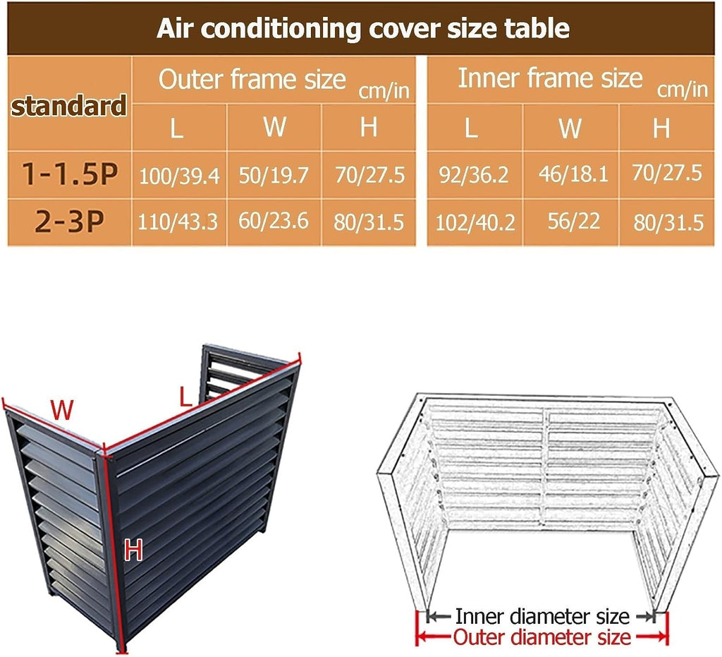 GENERIC Housse En Aluminium Pour Climatiseur Et Clôture D'intimité – Grille De Protection Extérieure Pour Condensateurs Et Pompes à Chaleur – Design Résistant Aux Intempéries