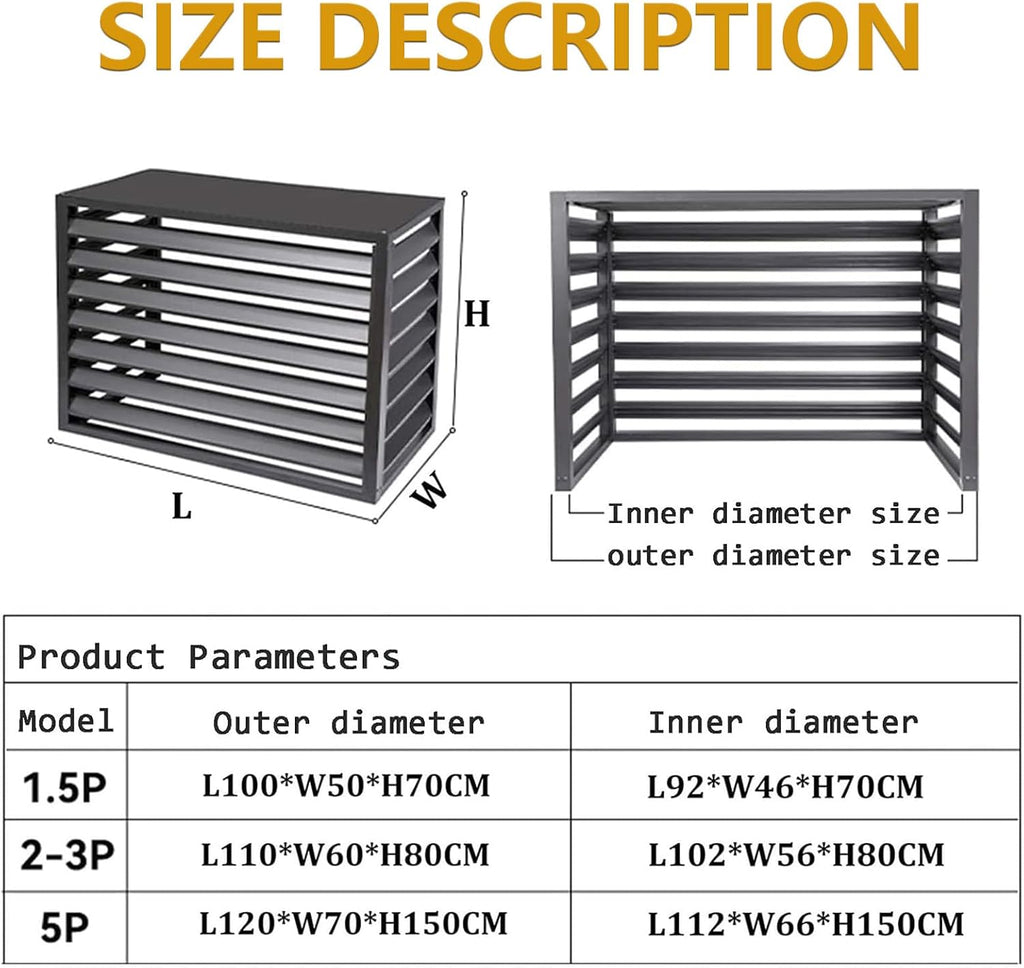 GENERIC Housse De Protection Pour Climatiseur Extérieur En Aluminium Avec Persiennes Blanc Convient Aux Unités De Source D'air 2-3 P Dimensions L 110 X L 60 X H 80 Cm Résistant Aux Intempéries.
