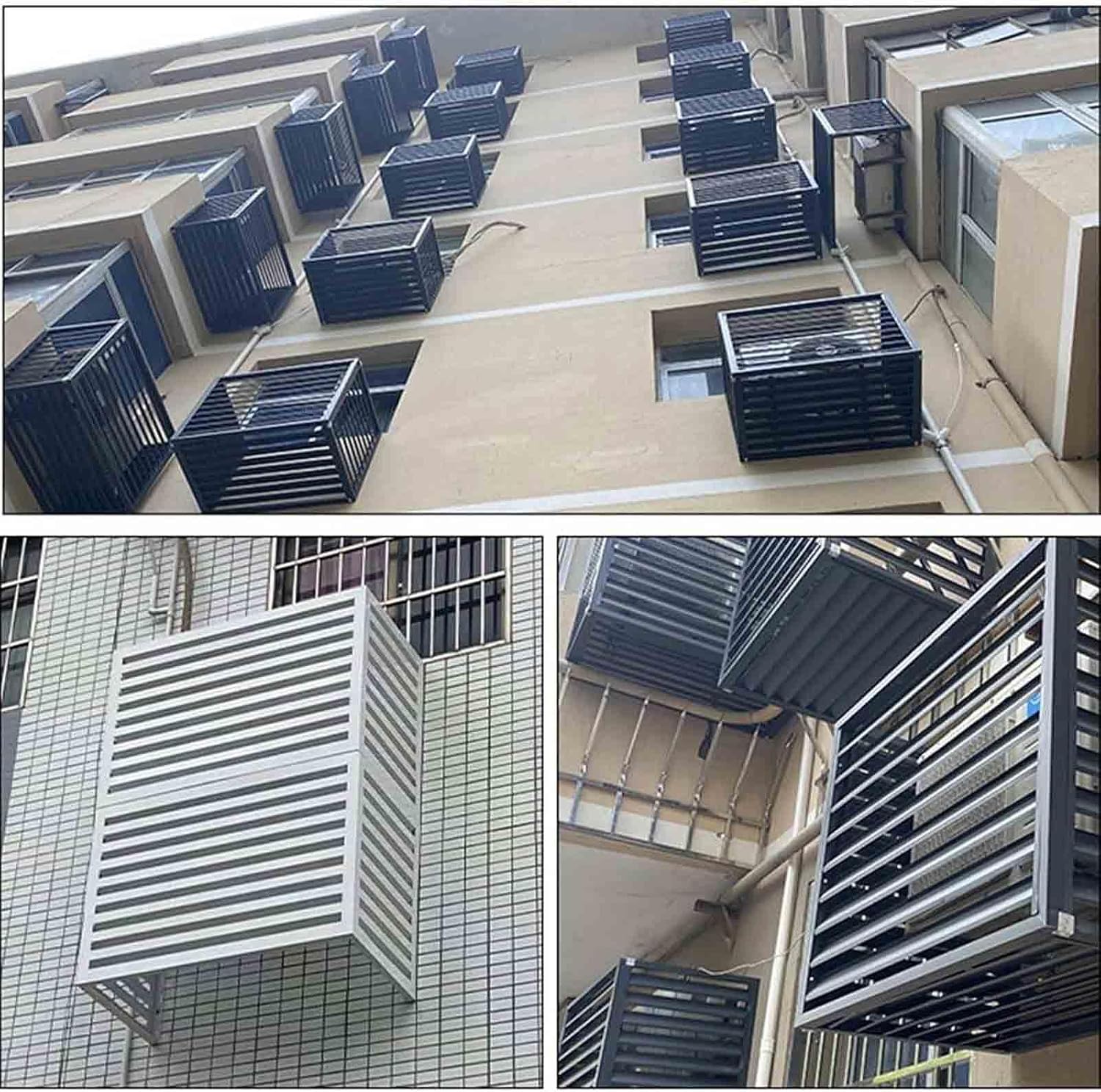 GENERIC Housse De Protection Pour Climatiseur Extérieur, Housse De Pompe à Chaleur En Aluminium Résistant Aux Intempéries, écran De Protection De L'intimité, Réduction Du Bruit, Protection Extérieure