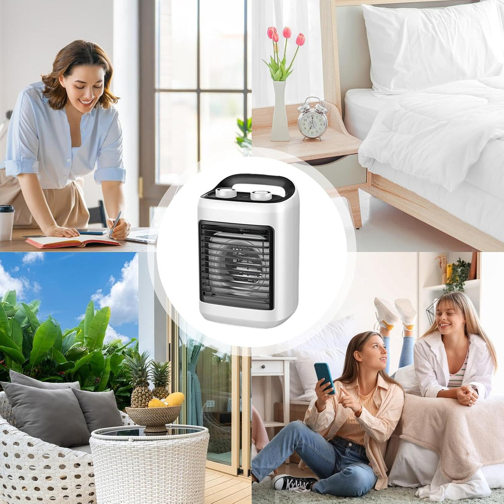  Ventilateur Climatiseur Portatif | Ventilateur D'Air Frais Pour Chambre,Modes Réglables Silencieux Avec Humidificateur - Rafraîchisseur D'Air Compact Pour Bureau Domicile Et Voyage