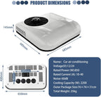  Unité De Climatisation De Toit Pour Camions RVs, 8800BTU Chauffage De Refroidissement, Inverseur Tech Quiet ≤45dB, Télécommande, Carrosser En ABS Durable Pour Camping-cars Vans Machines De Constructio