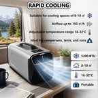  Climatiseur De Camping Portable Avec Humidificateur, Écran Tactile, Unité De Climatisation De 5200 Btu Pour Tente, Refroidissement Rapide Pour Camping-Cars, Fourgons Aménagés Et SUV Grey