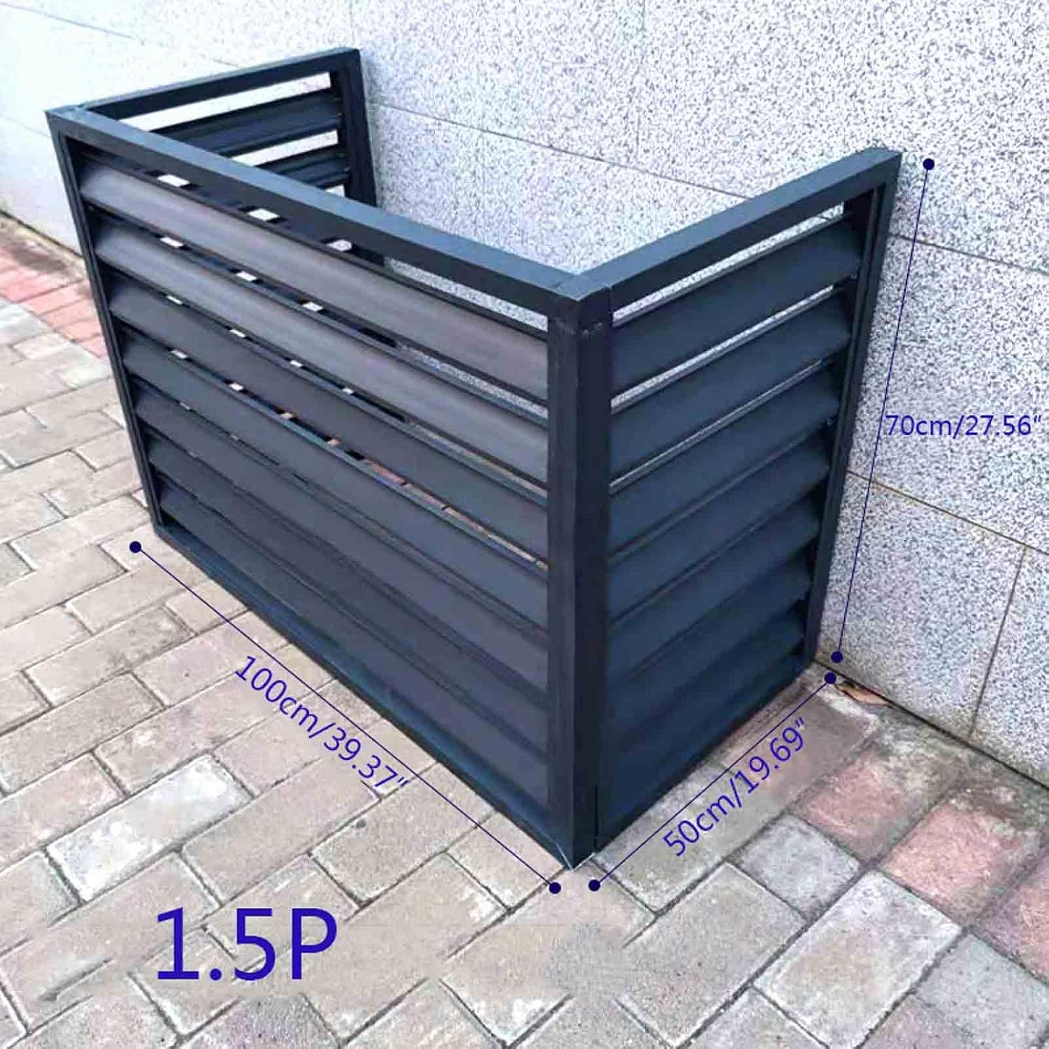  Housse De Climatiseur Extérieur, Housse De Pompe à Chaleur En Aluminium Résistant Aux Intempéries, Barrière D'intimité Décorative, Boîte De Climatisation Réduisant Le Bruit, Protection Extérieure Pour