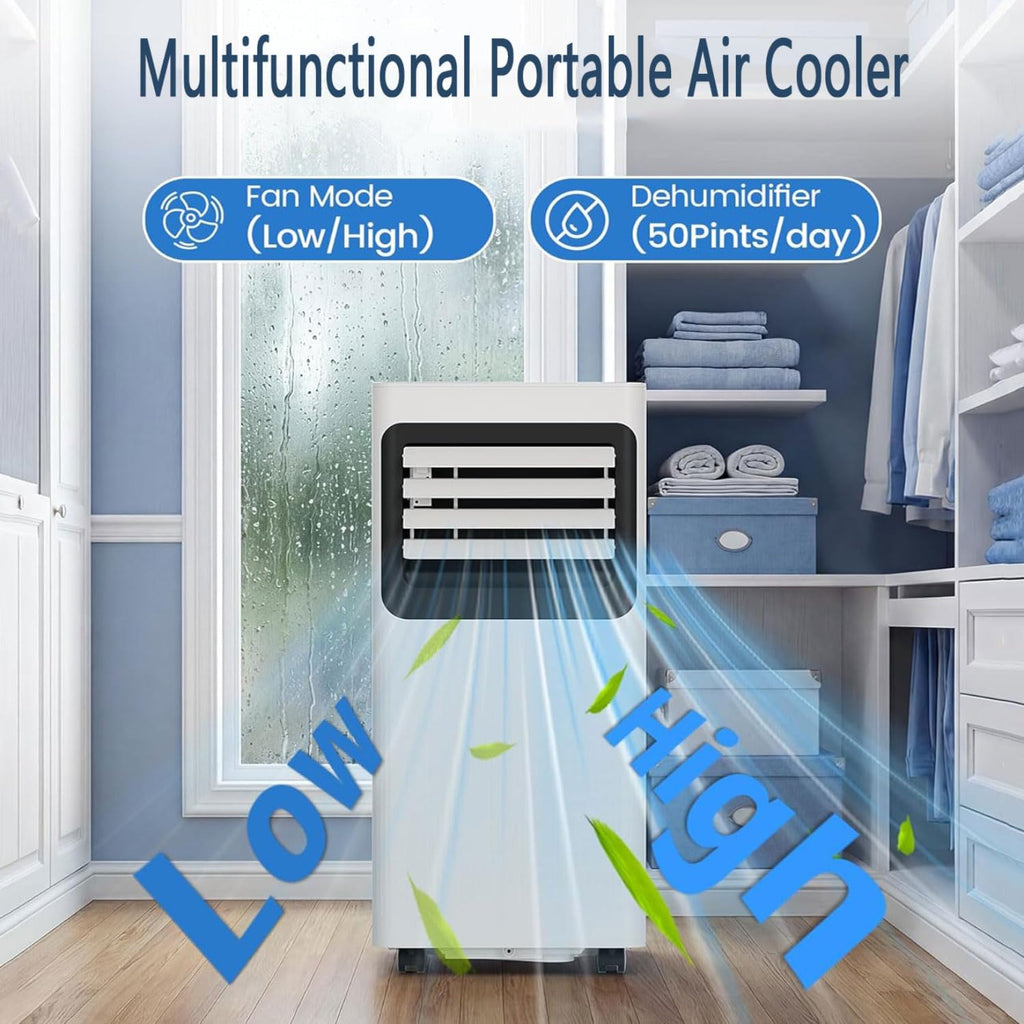  7000 BTU Climatiseurs Portables Climatiseur Portable Jusqu'à 350 Sq.Ft.Unité De Climatisation Portable Intelligente Avec Ventilateur Cool Déshumidificateur Sleep 24H Timer Remote & Installation Kit De