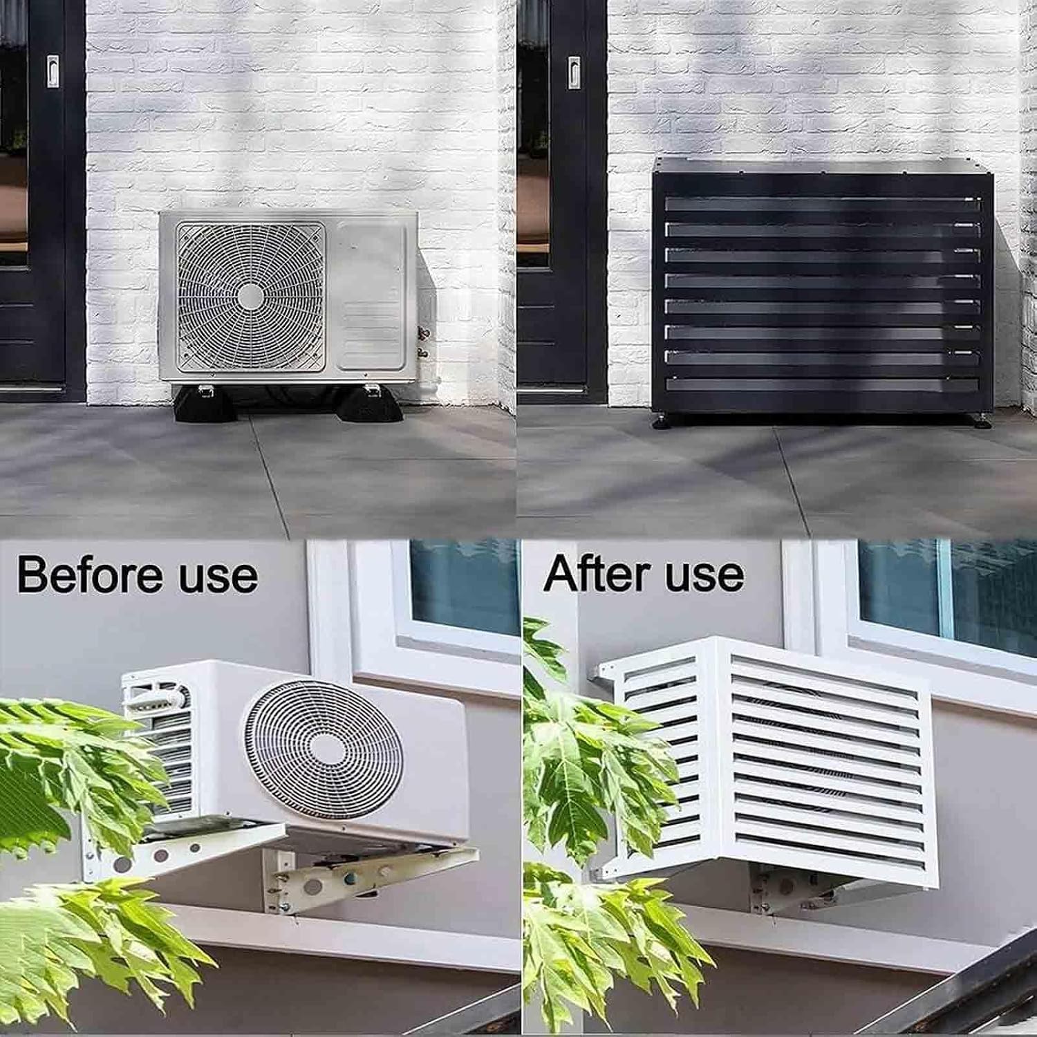GENERIC Housse En Aluminium Résistant Aux Intempéries Pour Climatiseur - Protection Extérieure - Décoration - Réduction Du Bruit - Boîte De Pompe à Chaleur - Abri Pour Unité De Climatisation