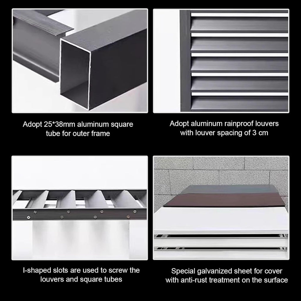 GENERIC Housse En Aluminium Pour Climatiseur Avec Bouclier De Pompe à Chaleur - Protection Extérieure - Résistante Aux Intempéries - Marron - 110 X 60 X 80 Cm - Durable Et Résistante Aux UV