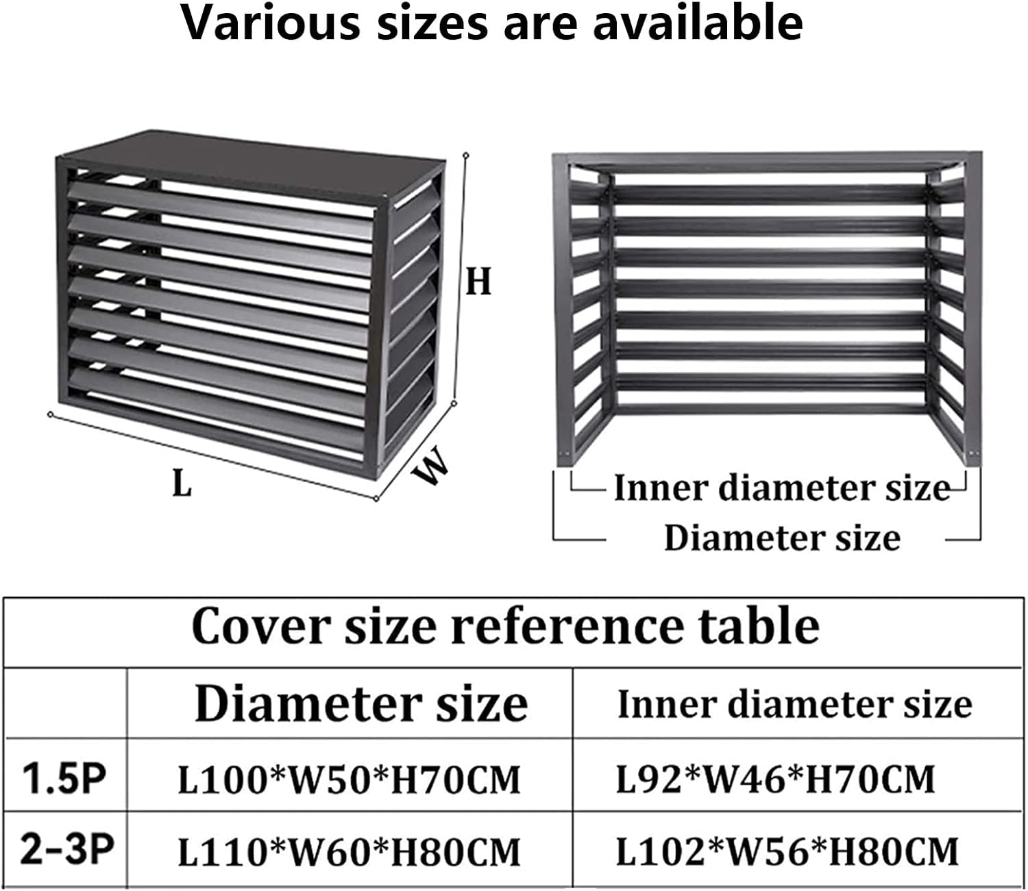 GENERIC Housse Robuste En Aluminium Pour Climatiseur Et Clôture D'intimité – Étagère à Persiennes Pour Unités Extérieures, Balcon, Jardin – Couleur Café 110 X 80 X 60 Cm