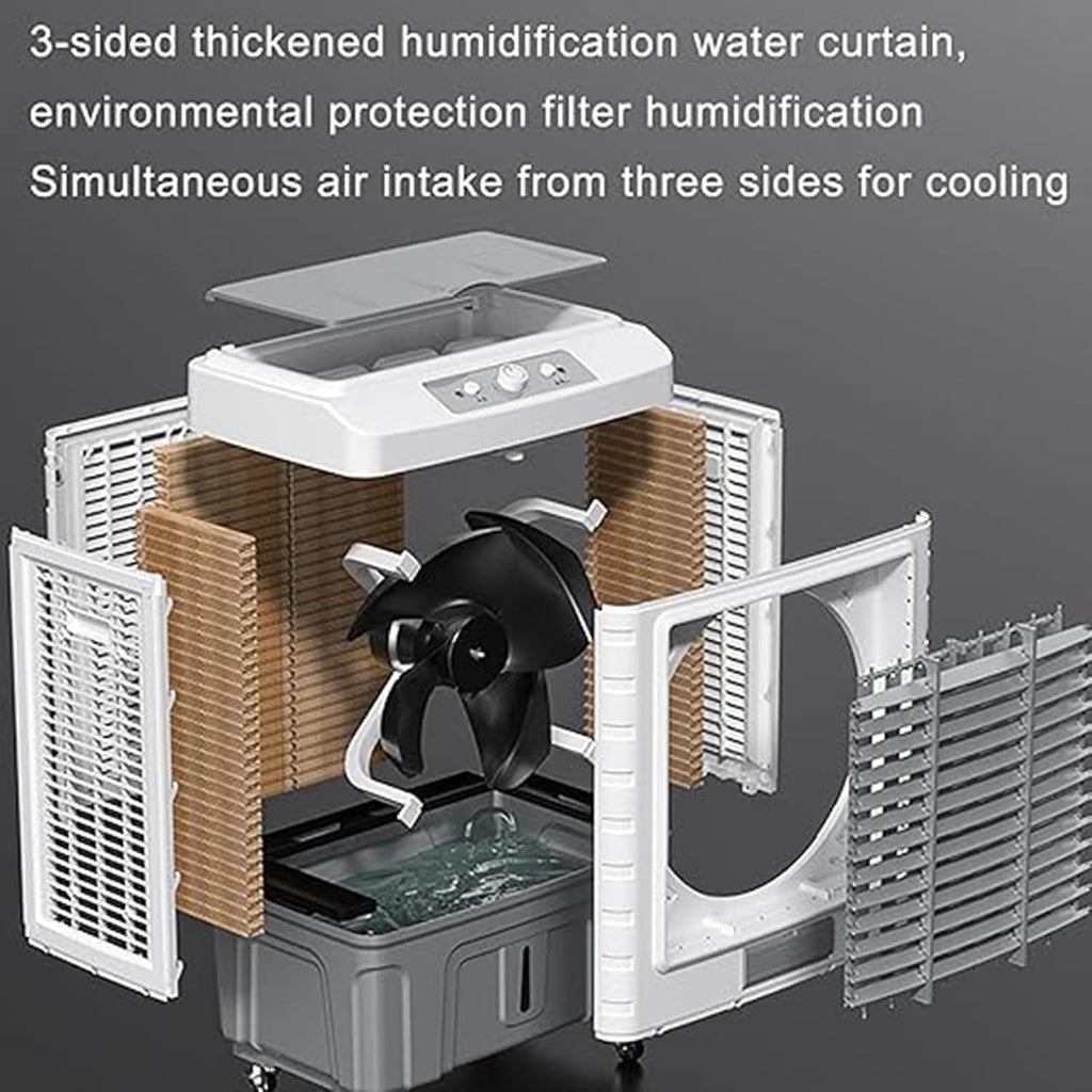  Climatiseur évaporatif Portable Avec Réservoir D'eau De 50 L - Ventilateur Brumisateur Industriel Pour Voiture Et Maison