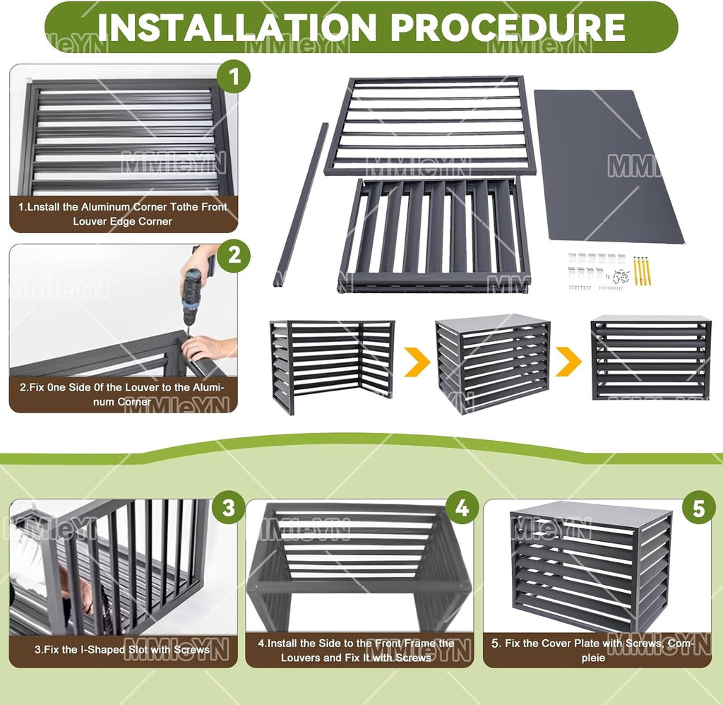 GENERIC Housse De Protection Pour Climatiseur D'extérieur En Aluminium 100 X 50 X 70 Cm – Protecteur De Condensateur Multifonction Avec Clôture D'intimité Pour Plantes Et Rangement D'outils De Jardin (gris)