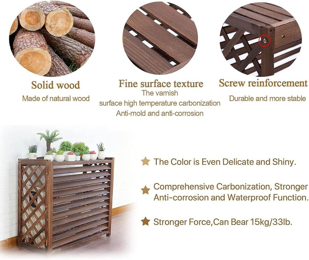  Housse De Protection Pour Climatiseur Extérieur, Unité De Condensation En Bois Durable, Pour Boîtier De Poubelle Autoportant, écran De Clôture Marron Pour Climatiseur