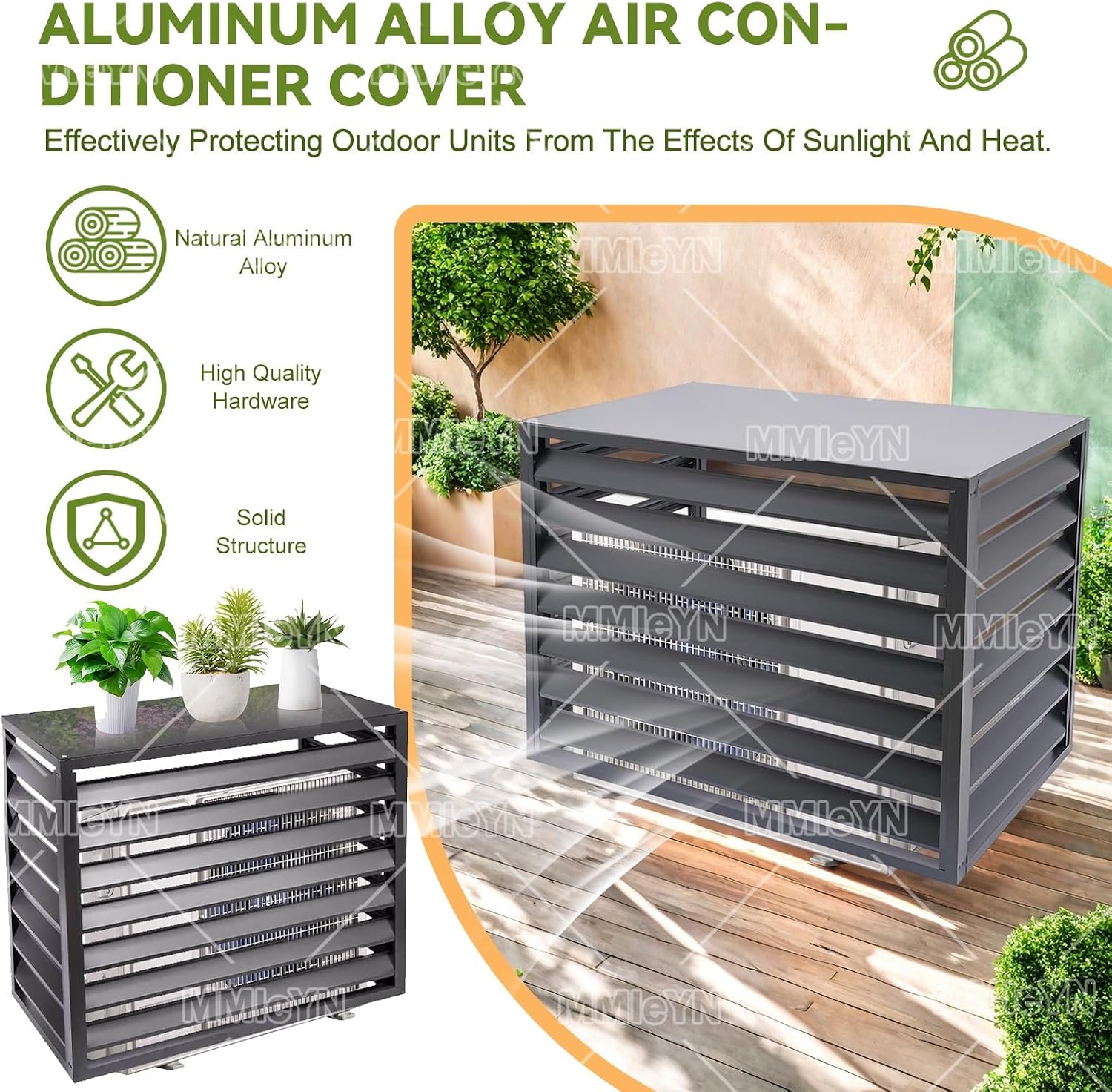 GENERIC Housse De Protection Pour Climatiseur D'extérieur En Aluminium 100 X 50 X 70 Cm – Protecteur De Condensateur Multifonction Avec Clôture D'intimité Pour Plantes Et Rangement D'outils De Jardin (gris)