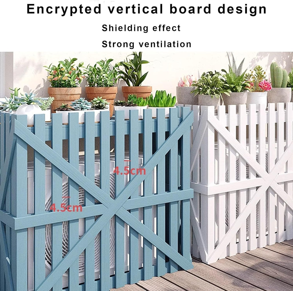  Housse En Bois Pour Climatiseur Extérieur, Protection Contre Le Vent Et Le Soleil, Facile à Installer Pour Terrasse Et Espaces Extérieurs (bleu, 120 X 60 X 105 Cm)
