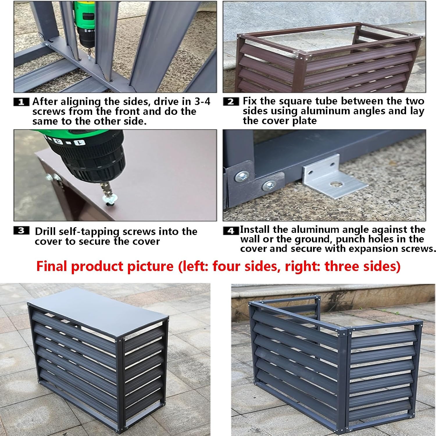 GENERIC Housse De Poubelle D'extérieur, Climatiseur Multifonction, Housse En Aluminium, Réduction Du Bruit, Installation Facile, Idéale Pour Une Utilisation Dans Le Jardin Et Le Balcon