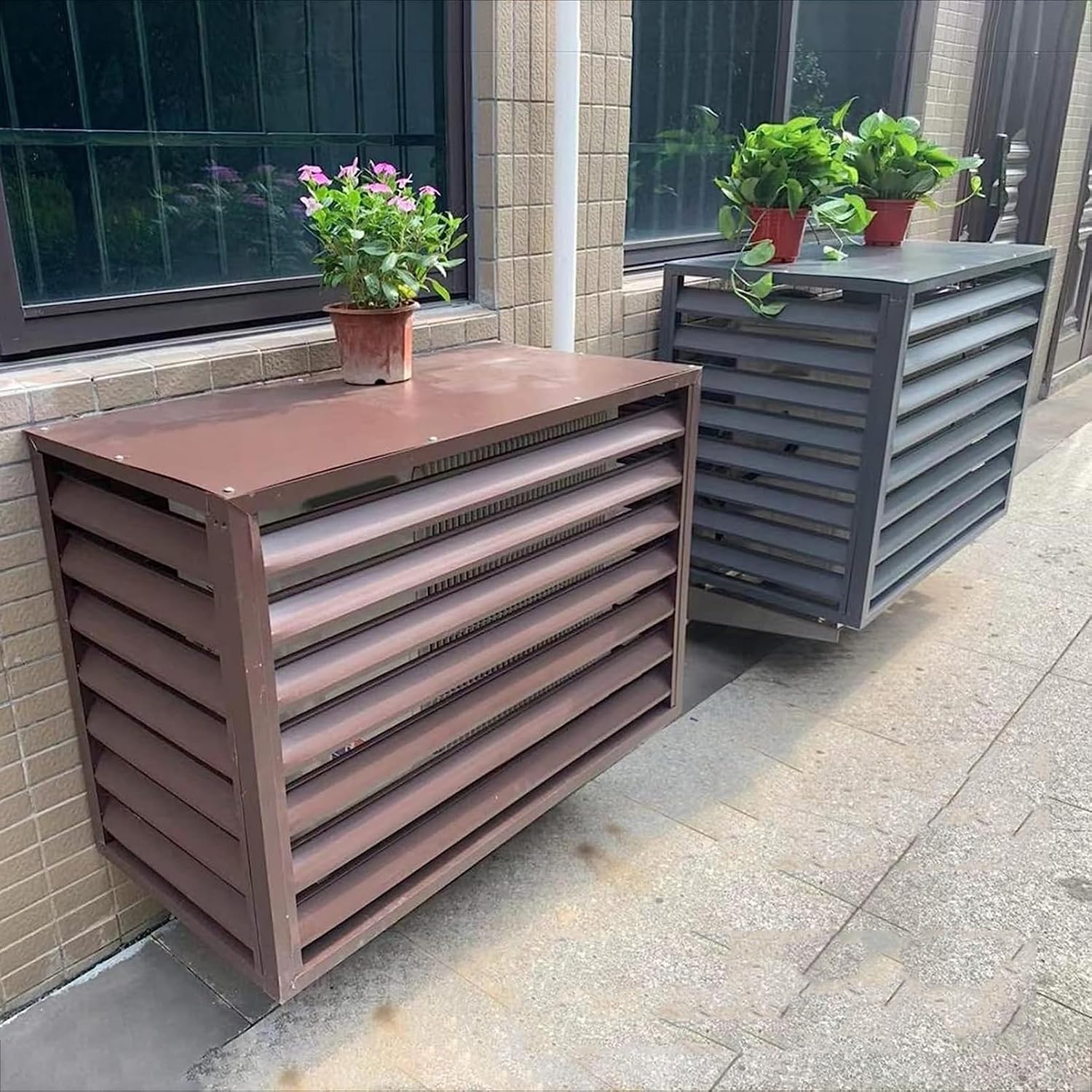 GENERIC Housse De Protection En Aluminium Pour Climatiseur – Clôture Décorative Pour Extérieur – Grille De Protection Pour Pompe à Chaleur – Pour Cour Et Terrasse