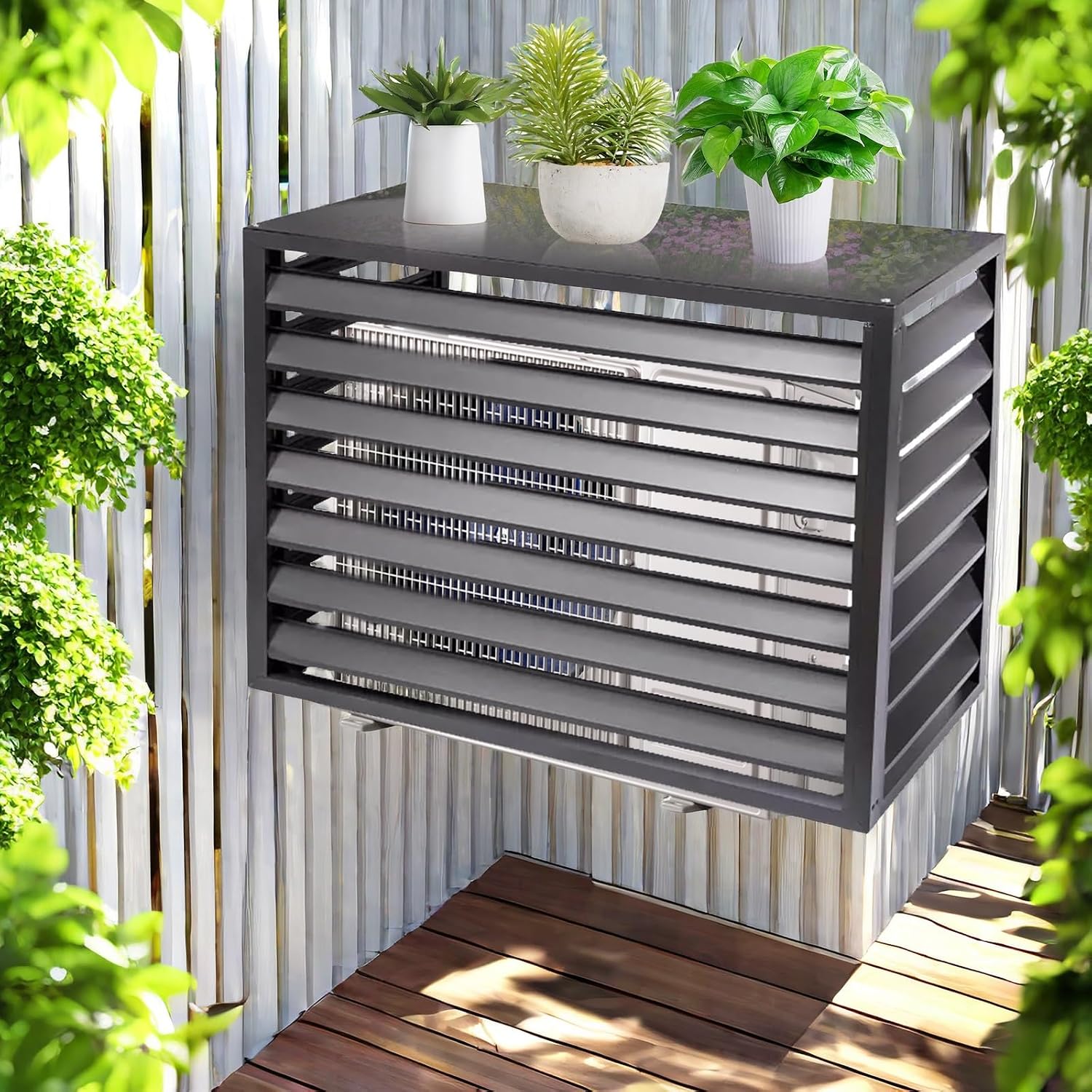 GENERIC Housse De Protection En Aluminium Pour Climatiseur D'extérieur – Écran De Clôture AC Résistant Aux Intempéries Et Bouclier De Protection Contre Le Condensateur – Assemblage Facile Pour Toutes Les
