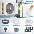  KESSER® Climatiseur SET Split – Wi-Fi/application – Refroidissement A++/chauffage A+ – Réfrigérant R32 – Télécommande, Matériel De Montage 9 000 BTU/h (2 600 Watts) Blanc [Classe énergétique A++]